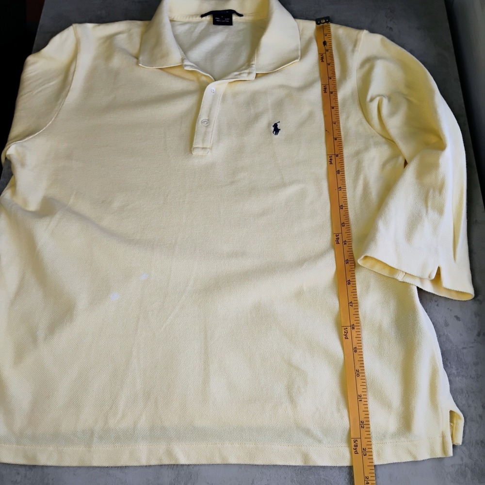 Vintage Ralph Lauren Sport Polo Shirt Women Large Butter Yellow Pony Logo Preppy - Picture 10 of 12